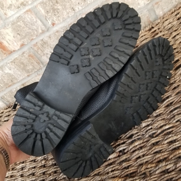 Express BLACK Leather Boots (Mens 9) Zip Up Lug Sole Captoe main image 8